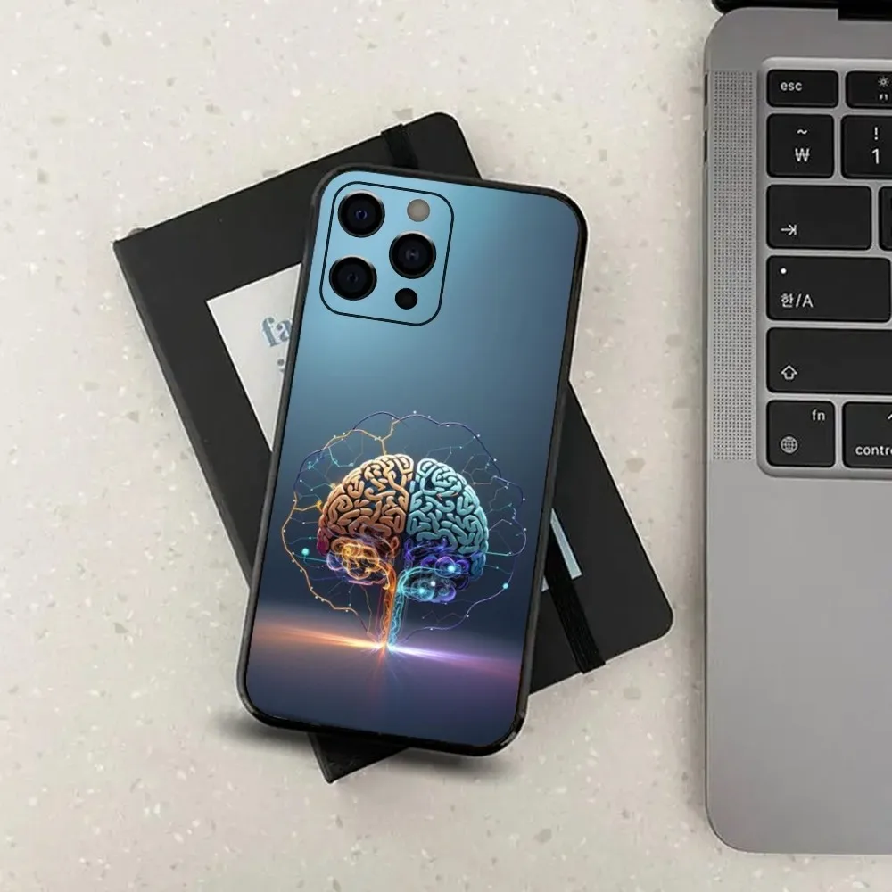 Anatomy Brain Art Phone Case For Apple iPhone 15,14,13,12,11,Pro,X,XS,Max,XR,Plus,Mini Soft Black Cover