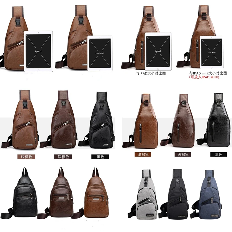 Male USB Charging Shoulder Crossbody Chest Bag For Men Anti Theft Chest Waist Pack Trip Messenger Bags Single Strap Back Bag