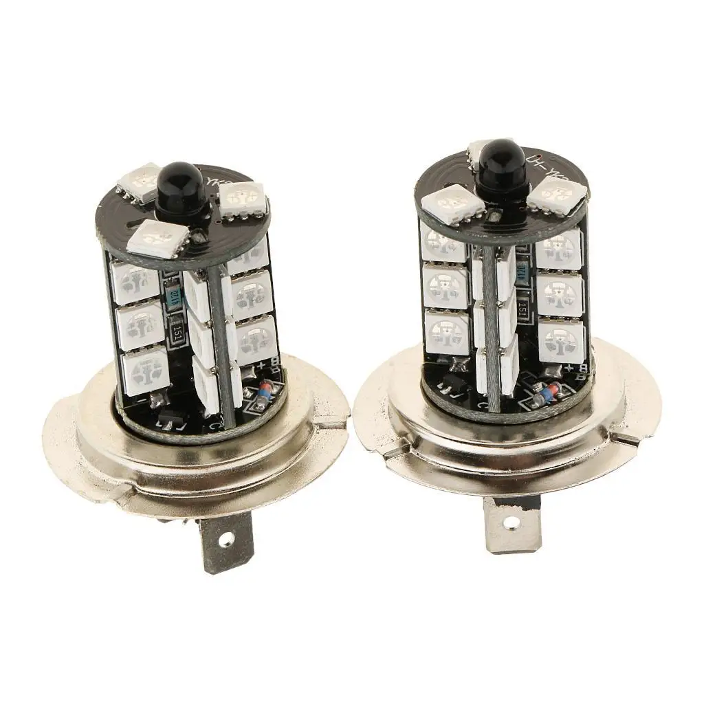 Multicolor LED Fog Lamp H7 Remote Control Car Headlight SMD 5050 Bulb Universal DIY for Reverse and Tail Light