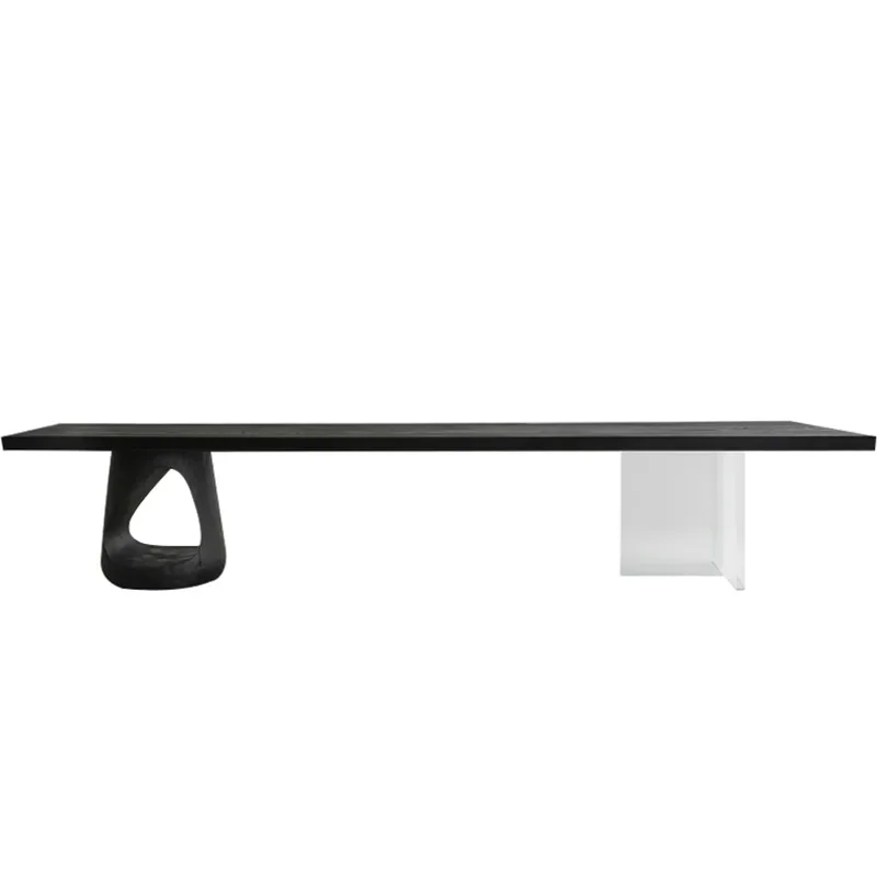 Tatami tea table carbonized black ash wood solid wood short long table household tea table
