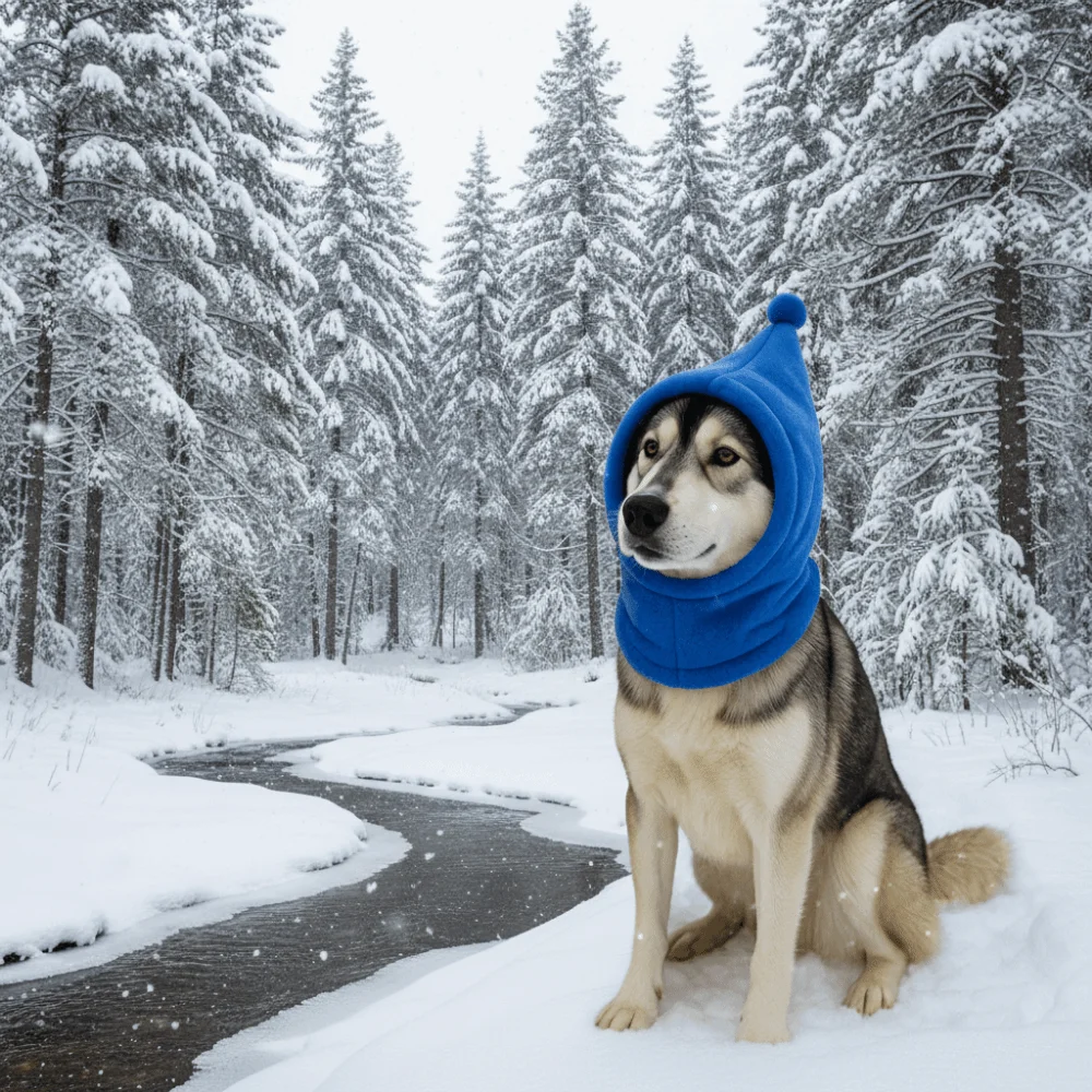 플리스 애완동물 변신 모자 단색 하이넥 애완동물 귀 덮개 조절 가능한 끈 방풍 애완동물 따뜻한 귀마개 하이킹용