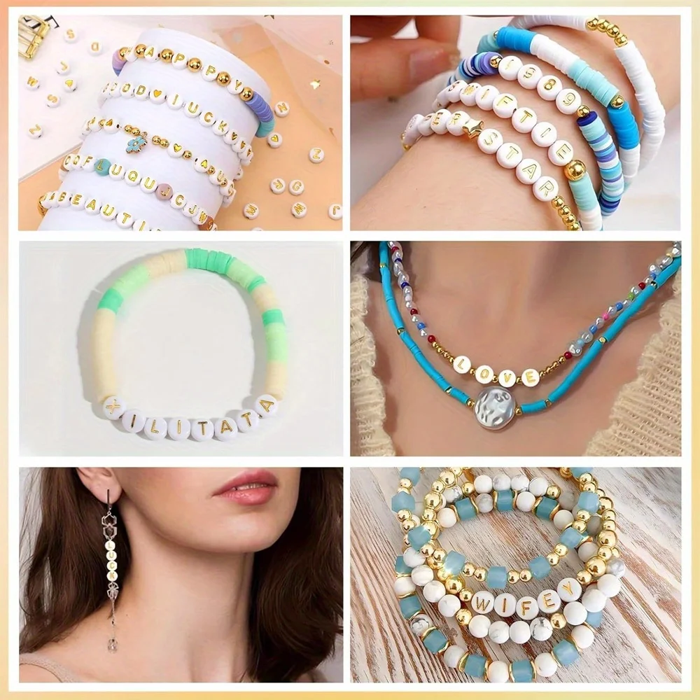 199/499/999 قطعة خرز حرف دائري من الأكريليك ، إكسسوارات تزيين المجوهرات ذاتية الصنع ، عيد الحب ، عيد الميلاد ، هدايا عيد الشكر