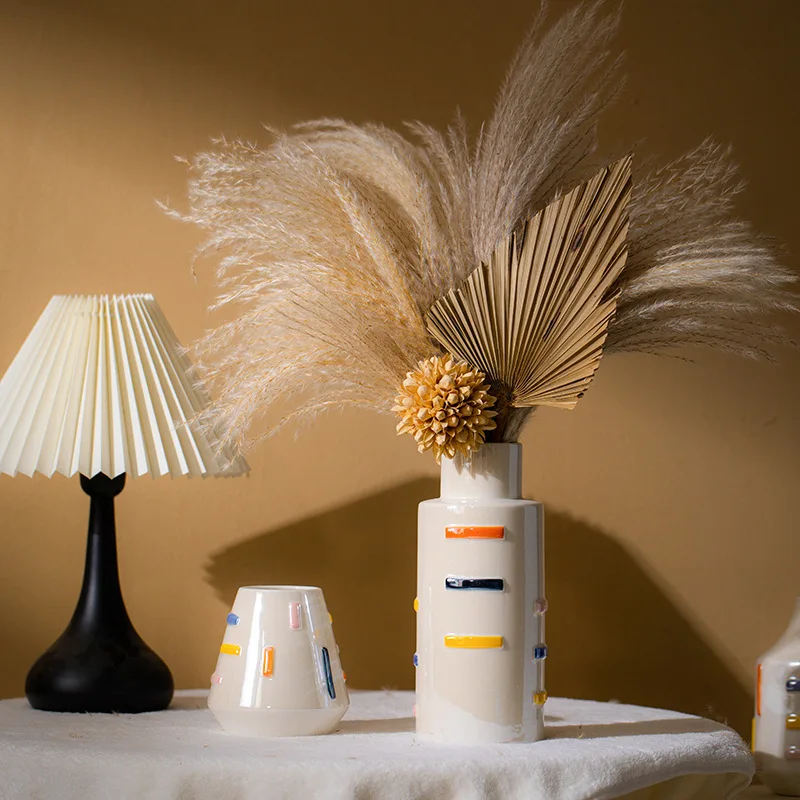 CAPIRON Ceramic Dopamine Décor Vase Colorful Modern Decoration Flower Planter Home Interior Objects Room Bookshelf Pampas Grass