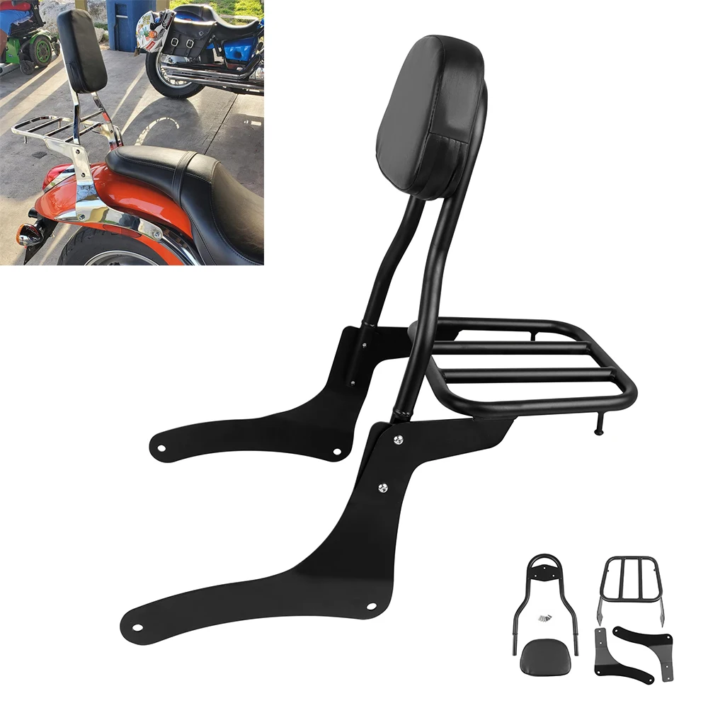 

Passenger Detachable Sissy Bar Backrest Luggage Rack Pad For Kawasaki Vulcan VN 900 VN900 Custom Classic Vulcan900 1996-2018