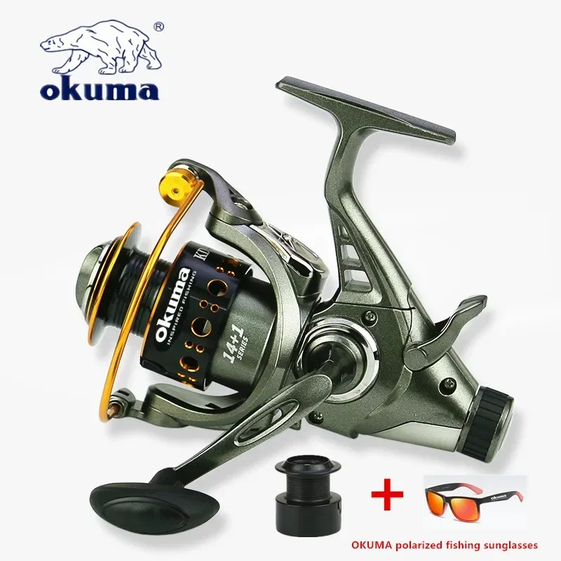 OKUMA Dual Release Voor- en Achterrem Viswiel 12Kg Max Drag Visserij-reel 4.9:1 Hoge Snelheid 3000-6000