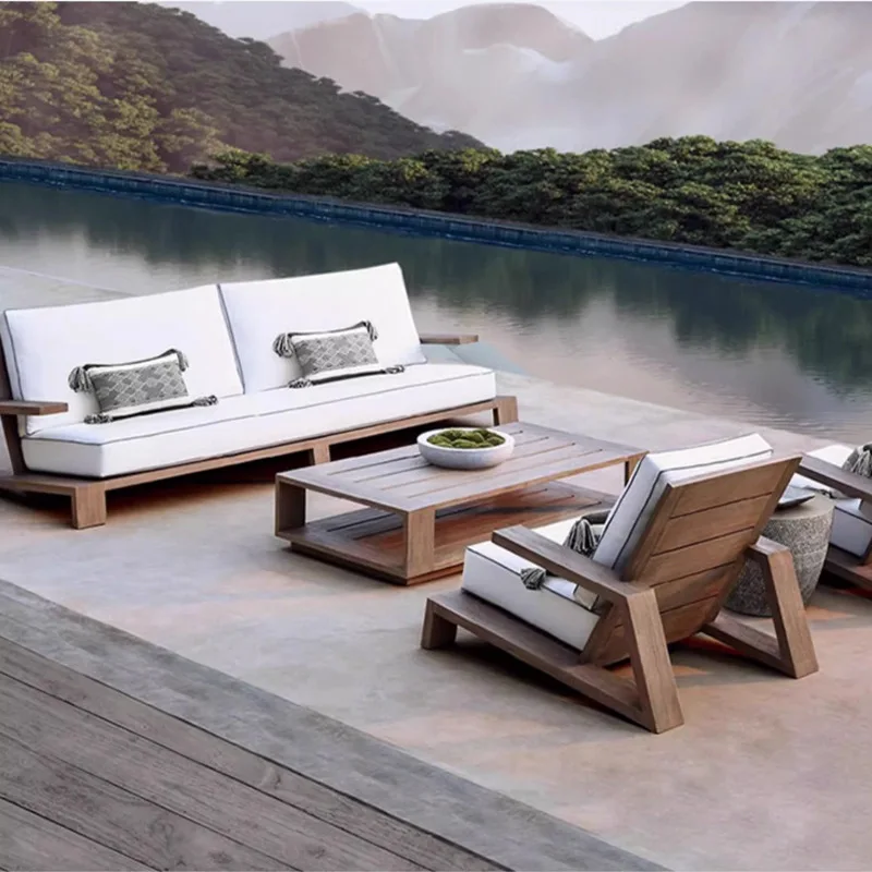 

Bed and breakfast outdoor sofa courtyard terrace teak old open-air waterproof outdoor garden anti-corrosion leisure sofa combina