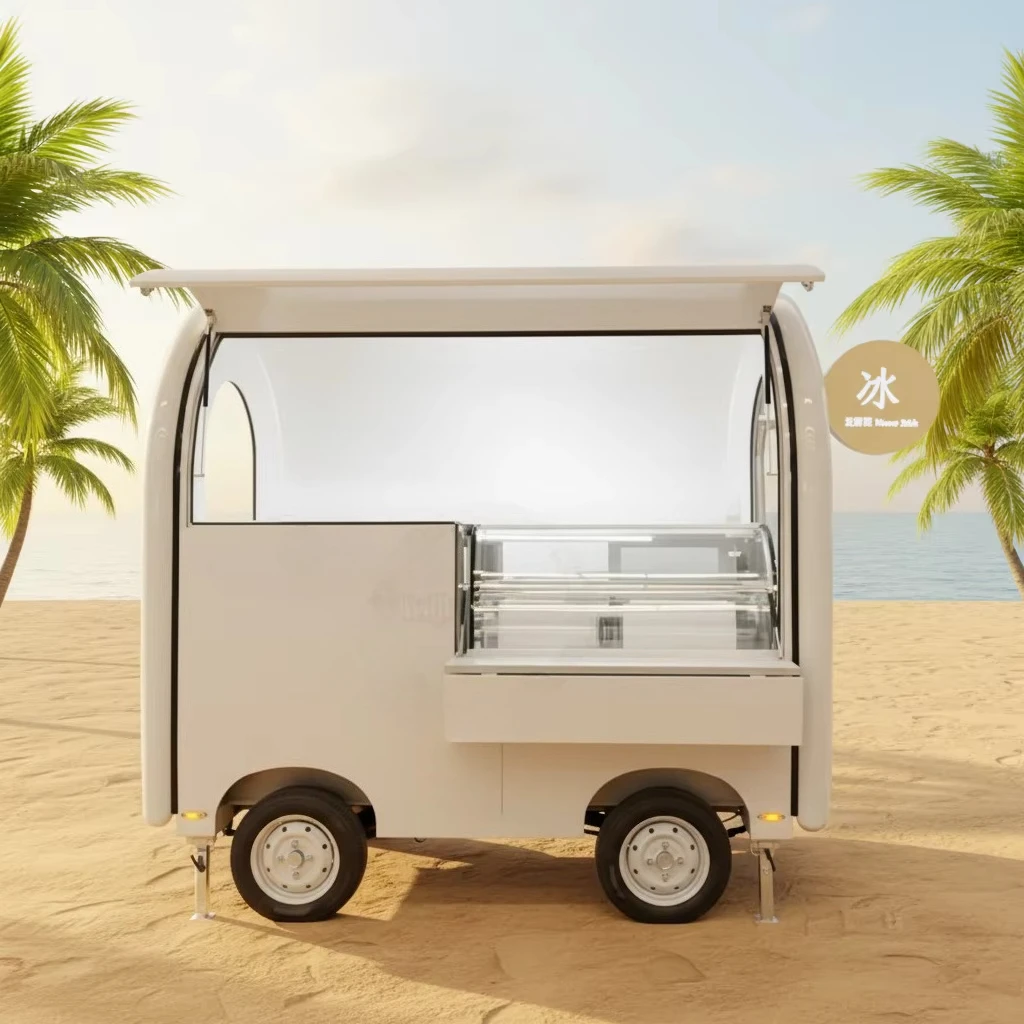 New Enclosed Stainless Steel Rust Resistant Mobile Food Trailer Hotdog Pizza Ice Cream Corn Cart Carrito Comida