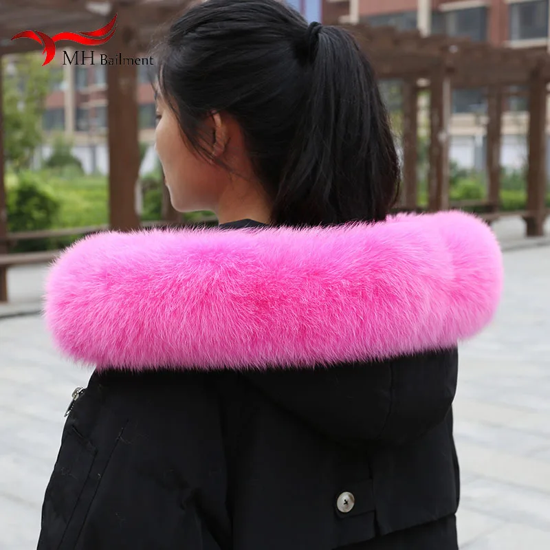 100% Real Fox Fur Collar For Women Luxury Warm Winter Coat Trim Scarf Thick Female Neck Warm Scarves Soft Natural Shawl