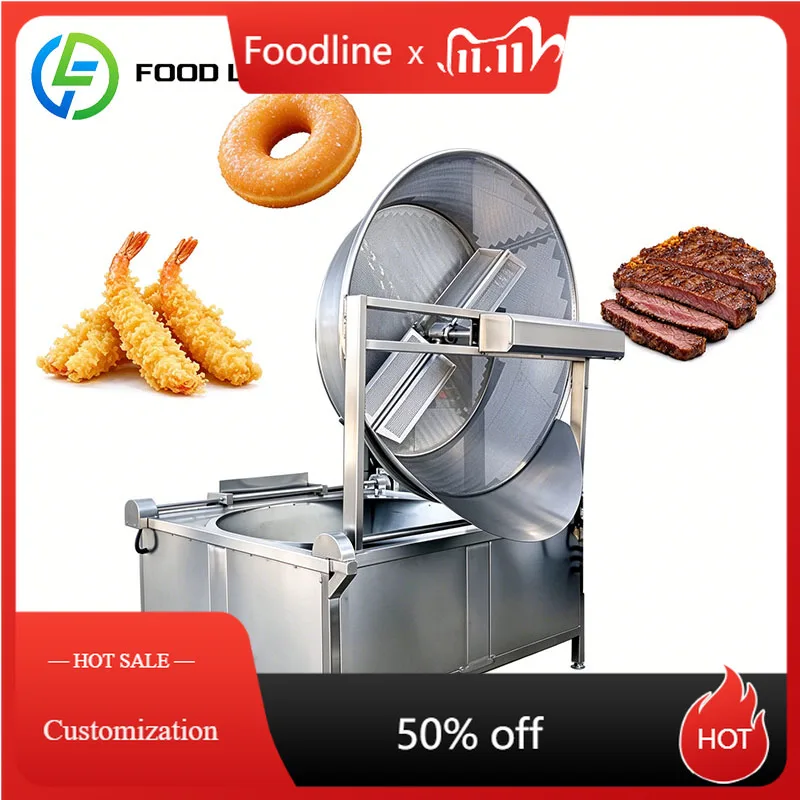 Automatic Deep Fryer Batch Fryer Stirring Machine Cashews Almonds Peanuts Sesame Seeds Snack Food Making Customized