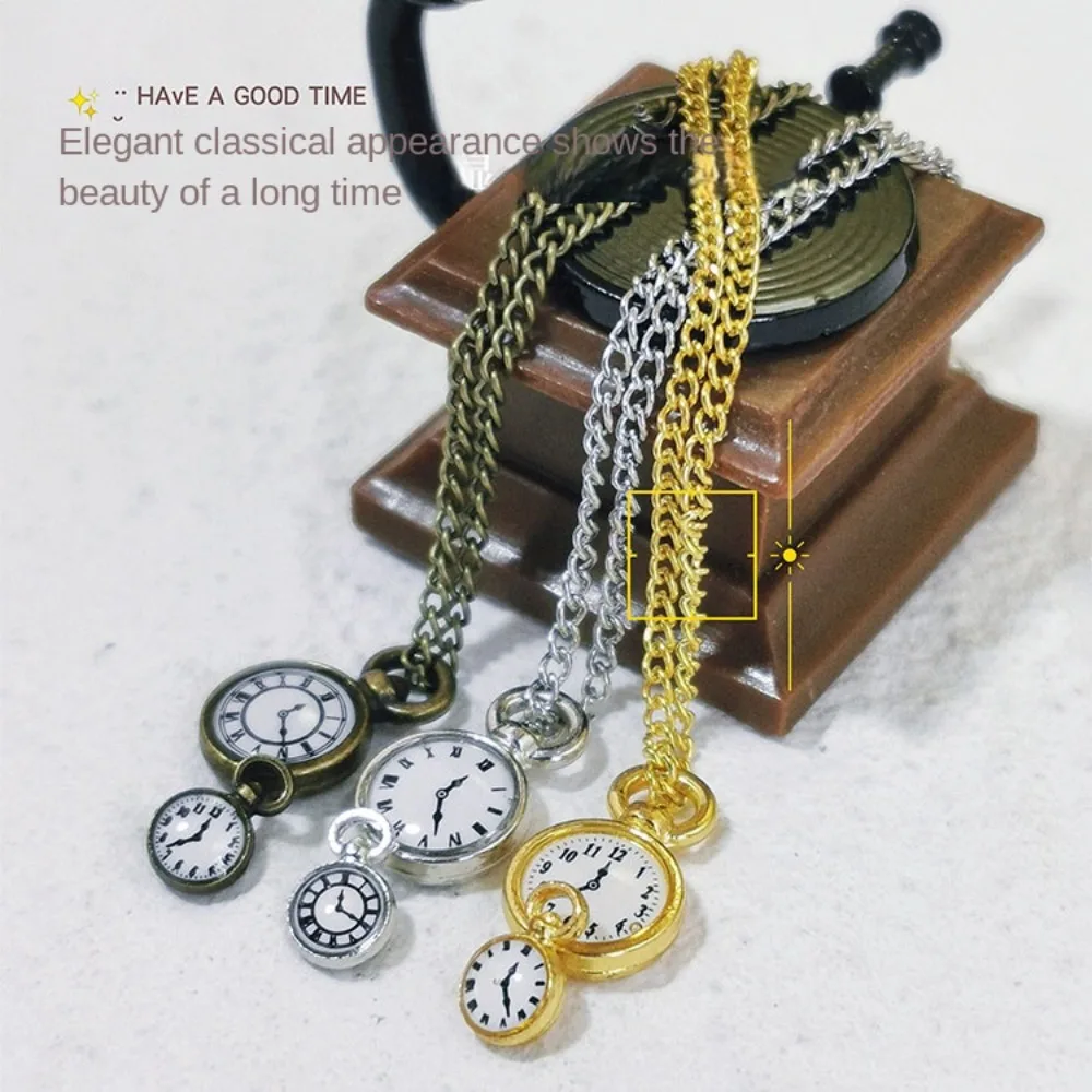 Kettinghorloge Poppenhuis Simulatie Zakhorloge Ob11 Accessoires Vintage Mini Pop Ketting Zakhorloge Simulatie Speelgoed Legering