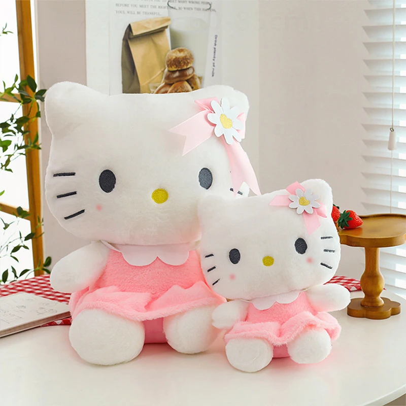 53 cm Kawaii Blume Hello Kitty Plüschtier Cartoon Anime Sanrio Gefüllte Puppe für Kinder Geburtstagsgeschenk Große süße Katze Weiches Kissen