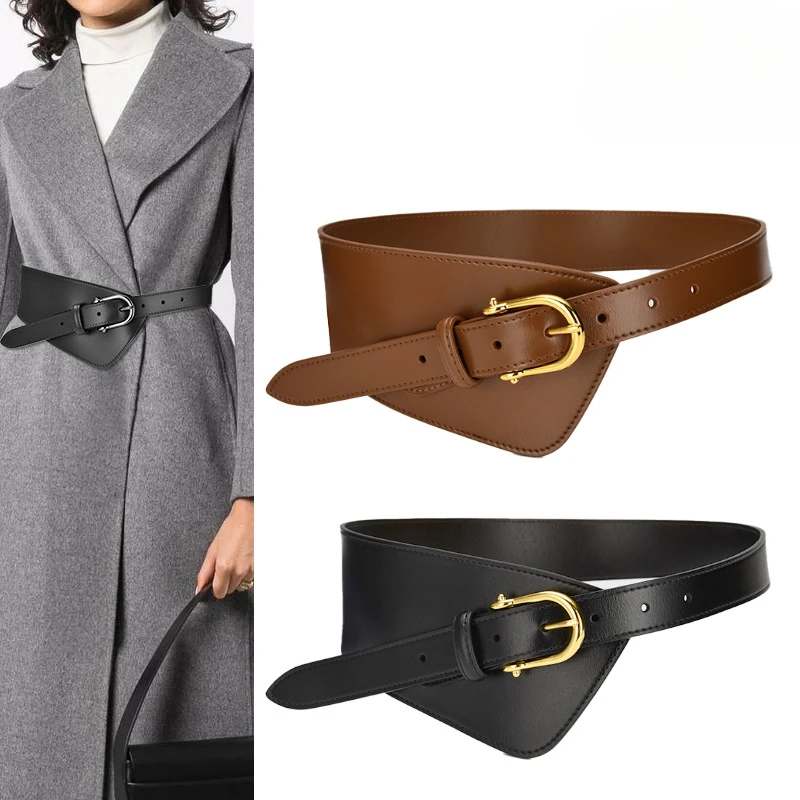 

Western Asymmetry Leather Women Waistband Belt Dress Coat Sweater Cummerbund for Ladies
