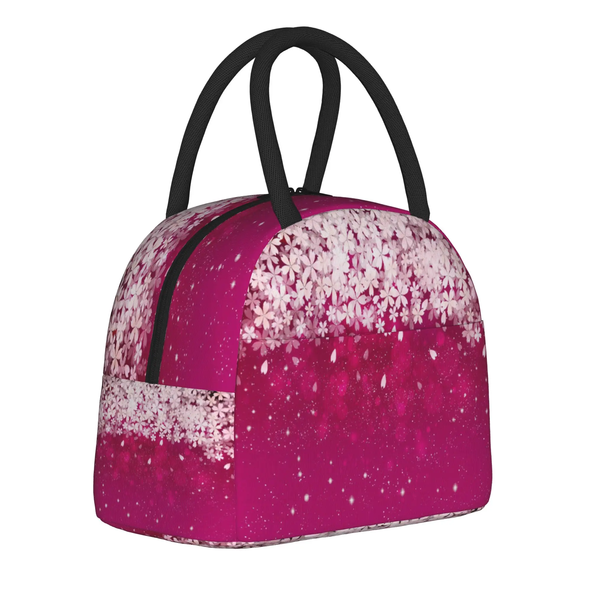 Japanese Sakura Cherry Blossom  Insulated Lunch Bag Cooler Bag Meal Container  Large Tote Lunch Box Bento Pouch Beach  Outdoor