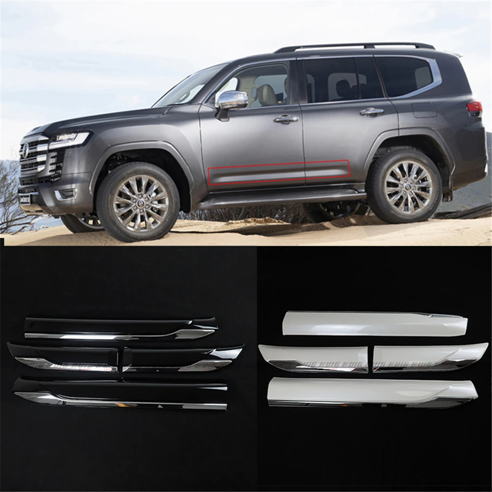 Car Accessories 4pcs Pearl White or Black ABS Chrome Car Side Door Body Cover Trim For Toyota Land Cruiser 300 Series LC300 2022