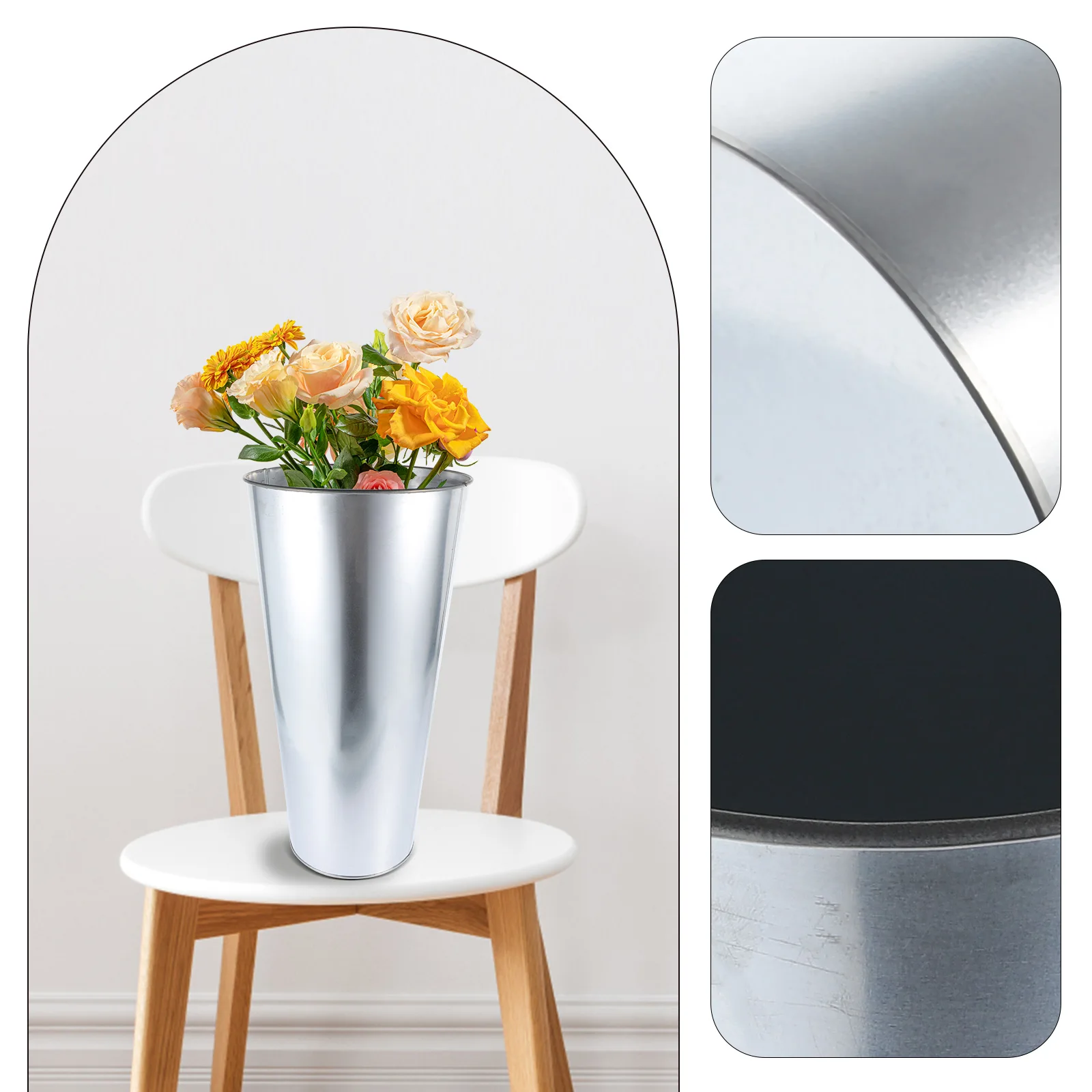 

Iron Flower Bucket For Home Decor Creative Floral Vase Dried Flower Holder Desktop Ornament Smooth Finish Household Iron Vase