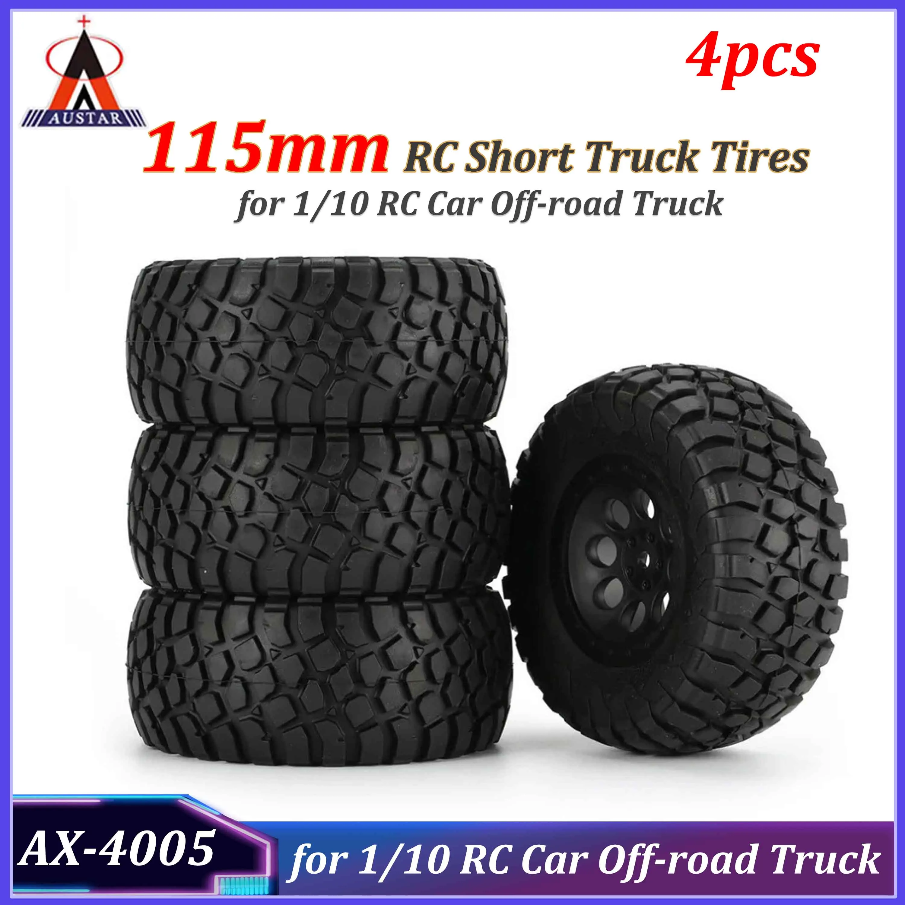

4PCS AUSTAR AX-4005 110mm RC Short Truck Tires Skidproof Tyre for 1/10 RC Car Off-road Truck Crawler Racing Model Spare Parts