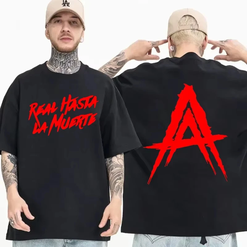 Anuel AA Real Hasta La Muerte Latin Trap Graphic Tee T Shirt Men's Women's Unisex Cotton Retro Cool Oversize Short Sleeve Top