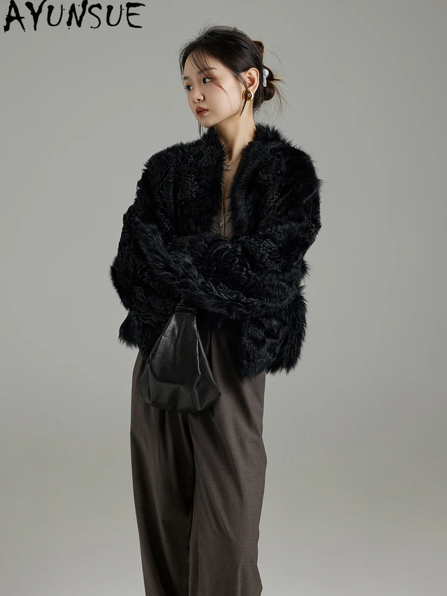 AYUNSUE Natural Sheepskin Fur Coat Women Luxury Clothing Female Real Leather Jacket Winter Jackets 2025 Short Style Шуба Женская