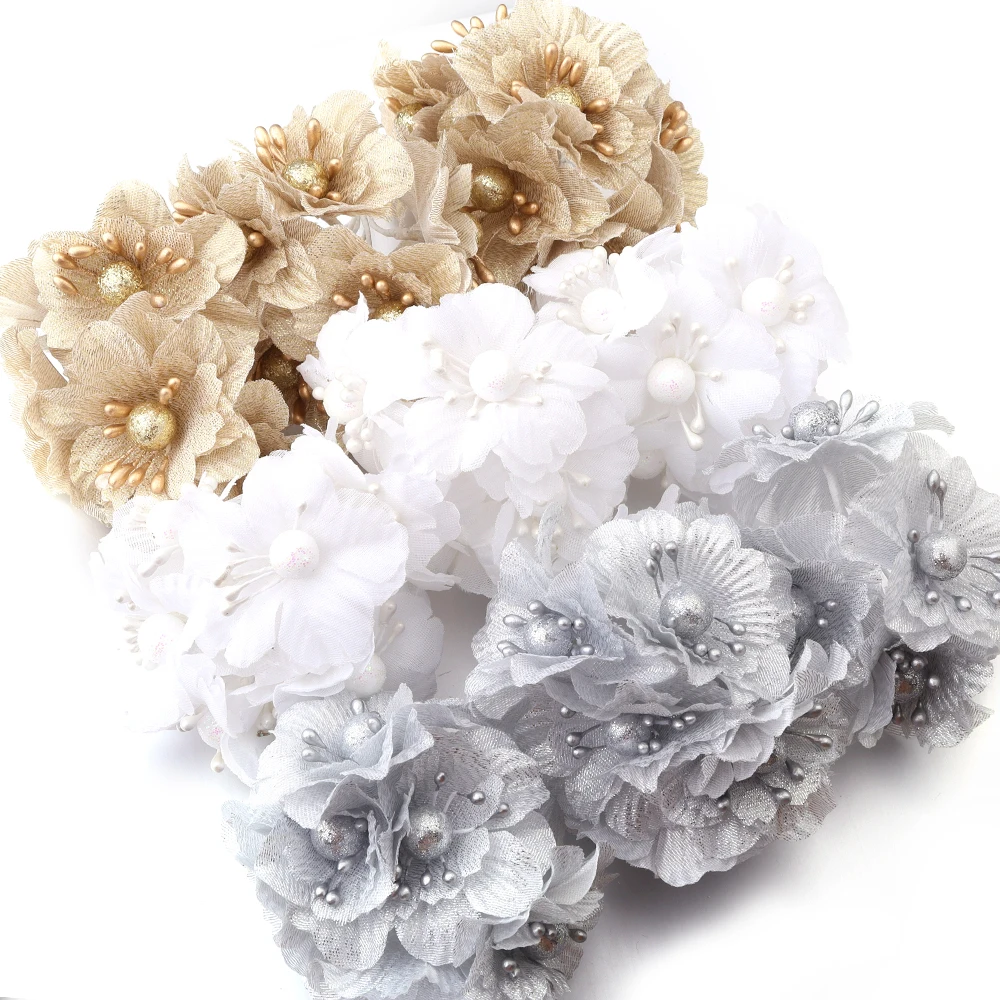 6 قطعة باقة زهور الكاميليا الاصطناعية زهور وهمية لديكور المنزل عيد الميلاد حفل زفاف الديكور إكليل الإكسسوار #4