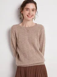 Classic 100% Merino Wool Female Sweater Autumn Winter Women O-Neck Warm Knitted Pullover Long Sleeve Basics Cashmere Clothes Top