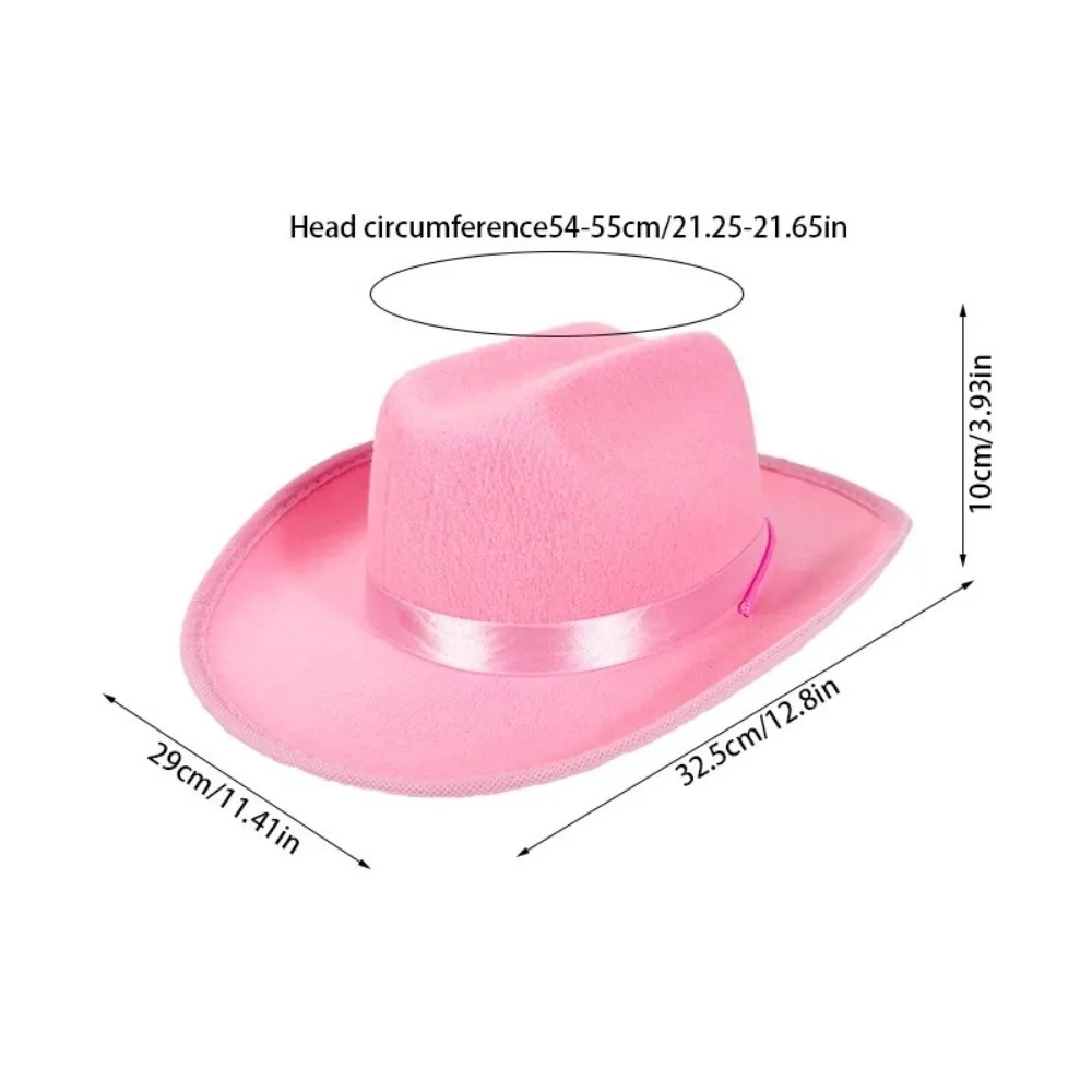 Solid Color Kids Cowboy Hat Breathable Wide Brim Western Cowgirl Hat Non-woven with Windproof Rope