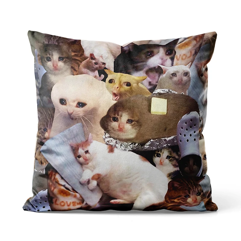 

Gaslight Gatekeep Girlboss Crying Cat Memes Throw Pillow Covers Cushion Cases Pillowcases for Sofa 45cm x 45cm