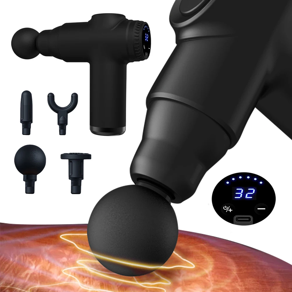 Electric Deep Tissue Massage Gun 30 Speeds Deep Tissue Back Massager LCD Display Muscle Therapy Gun for Back Neck Muscle Relieve