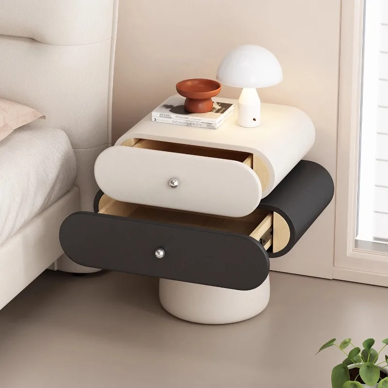 منضدة بيضاء بتصميم ياباني، صالات تخزين لطيفة، درج طاولة ضيق بجانب السرير، أثاث غرفة Mesitas De Noche الحديث #4