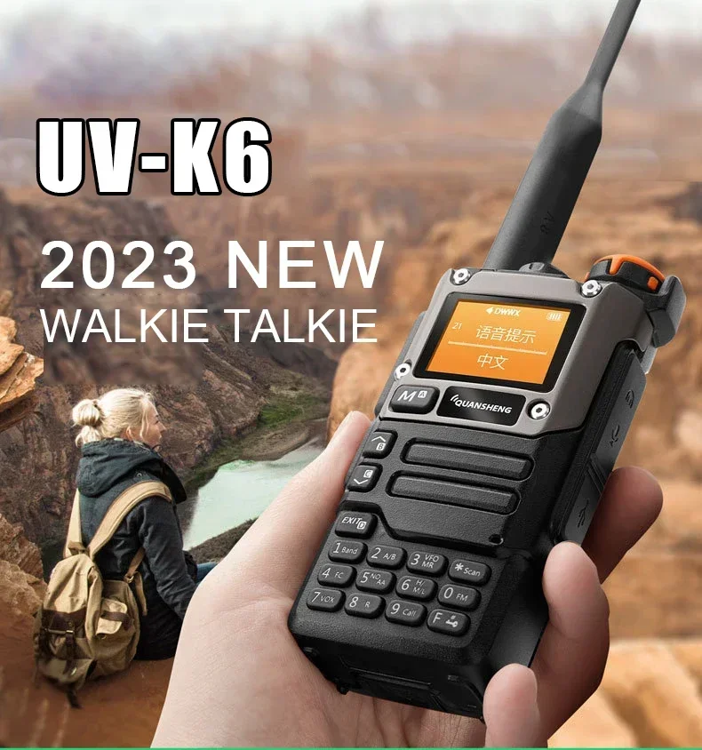 Quansheng UV-K6 Walperforated Talkie 5W Air Band Radio Tyep C Charge UHF VHF Détreindre FM ScramJeff NOAA Sans Fil Mort Bidirectionnel CB Radio