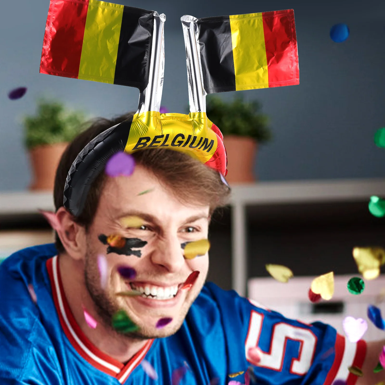 

50Pcs Football Competition Headbands Inflatable Party Headbands Decorative Flag-Design Headdress