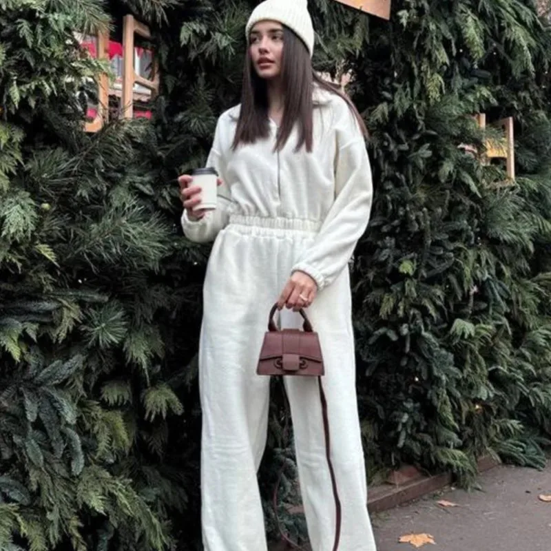 بدلة قفز غير رسمية بأكمام طويلة وخصر مطاطي بدلة قفز نسائية مريحة من قطعة واحدة مع مقاس مريح 2025 جديد للسيدات