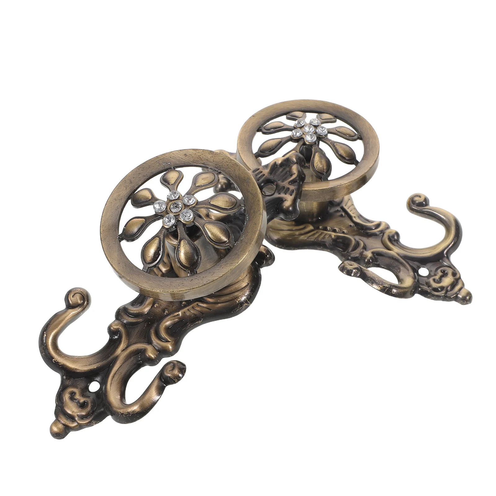 

1Pair Zinc Alloy Curtain Hooks Vintage Sunflower Pattern Decorative Window Curtain Tiebacks Hook Wall Mounted Drape Holder