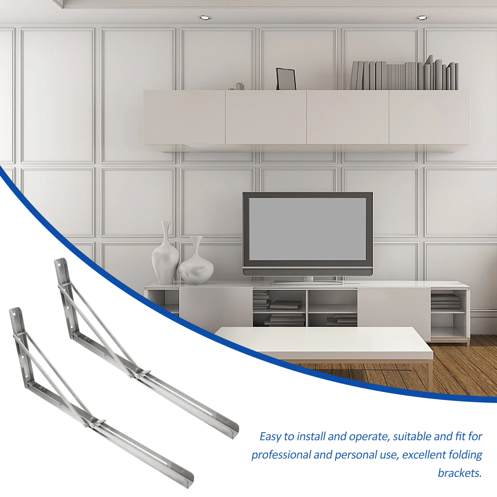 

2 Pcs Stainless Steel Triangle Bracket Shelves for Folding Shelf Collapsible Heavy Duty Floating Brackets Wall-mounted