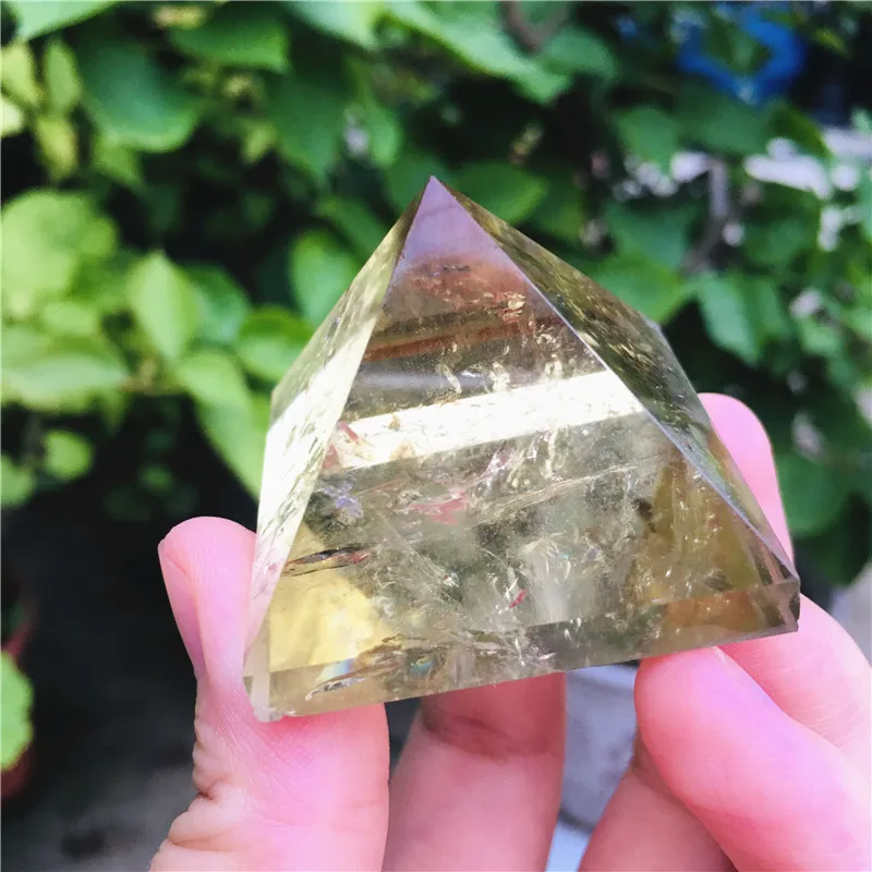 40mm natural yellow quartz crystal pyramid point healing as gift