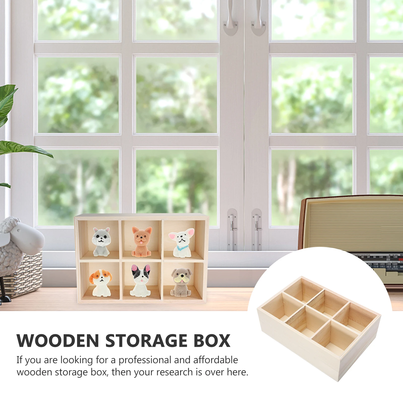 

2pcs Wooden Storage Box 6 Grids Stationery Desktop Organizer Home Office Supplies Holder For Pens Keys Small Items