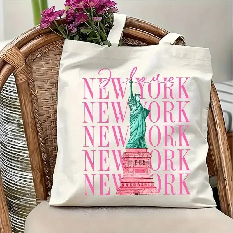 

New York Central Park Canvas Tote Bag Fashionable Women's Shoulder Bag for Grocery Shopping, Travel, and Daily Use