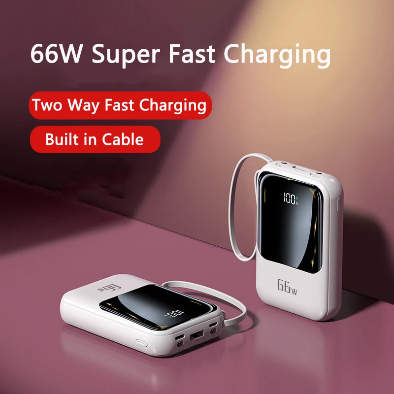 

20000mAh Mini Power Bank 66W Super Fast Charging PD 20W Portable External Battery Power Bank for iPhone 15 Samsung Huawei Xiaomi