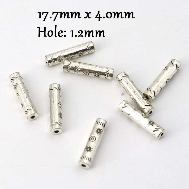 50pcs 5 Styles Tibetan Silver Gold Color Tube Spacer Loose Metal Beads Charm For Jewelry Making Finding Accessories Wholesale