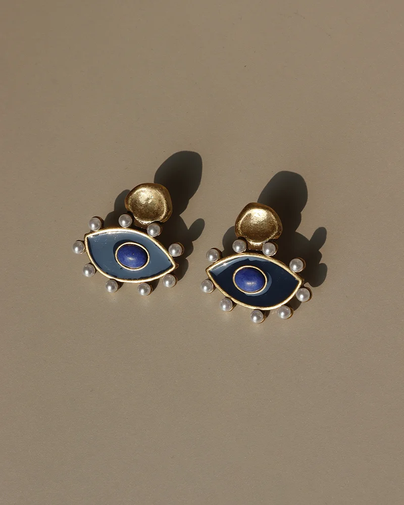 MM Retro Eye Stud Earrings for Cool Women Girls 2023 Tactile High Quality Trendy Punk Designer vintage Jewelry pearl vintage