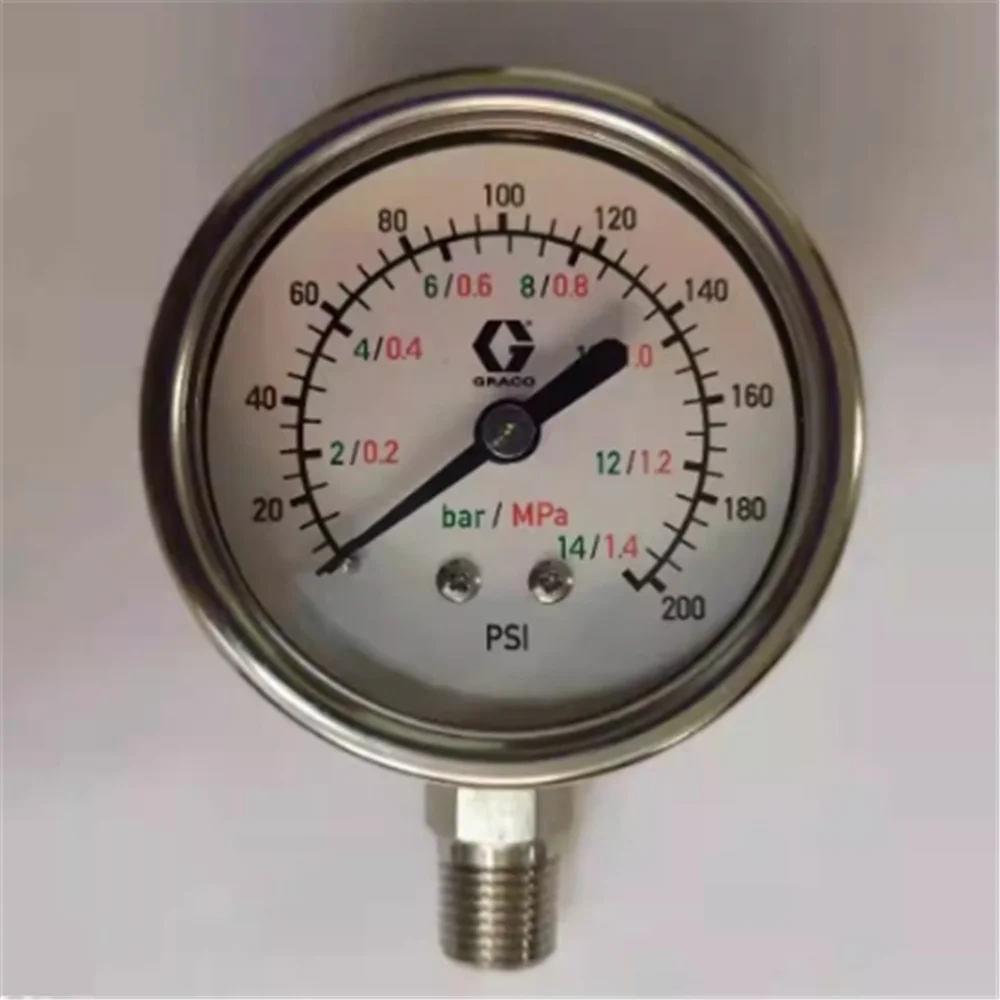 

FOR 187873 Gurik Light Grey Stainless Steel 200psi Paint Coating Low viscosity Fluid Axial Pressure Gauge