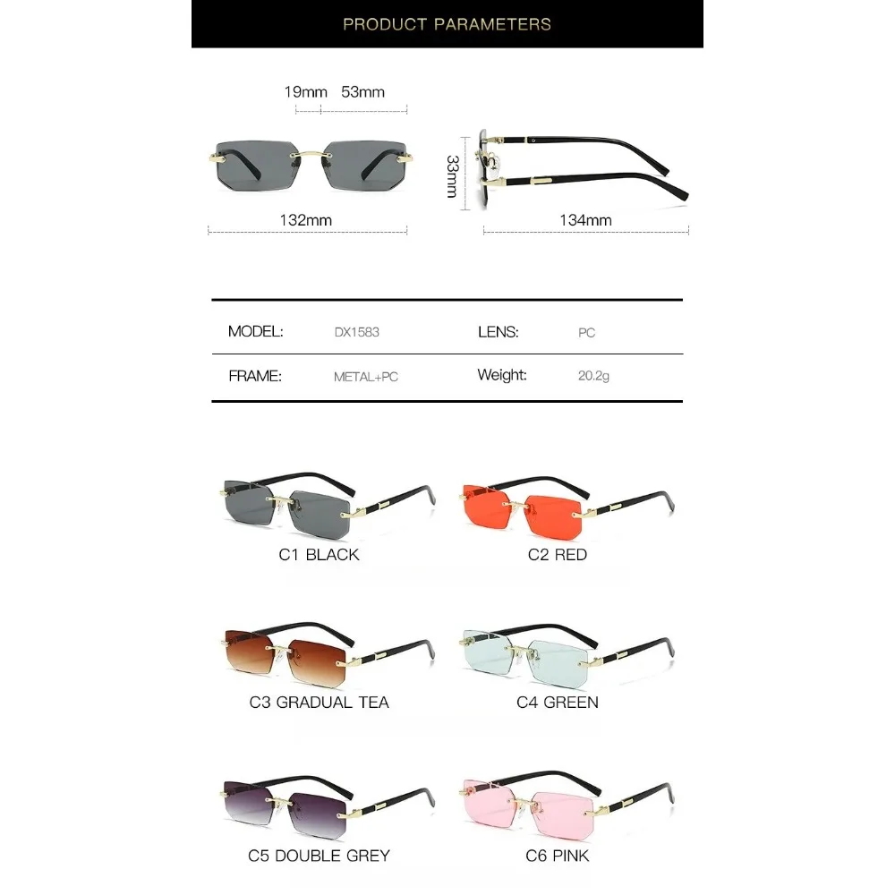 

Новые стильные солнцезащитные очки без оправы с индивидуальным дизайном, простые, классические, универсальные, изысканные, незаменимые для путешествий.