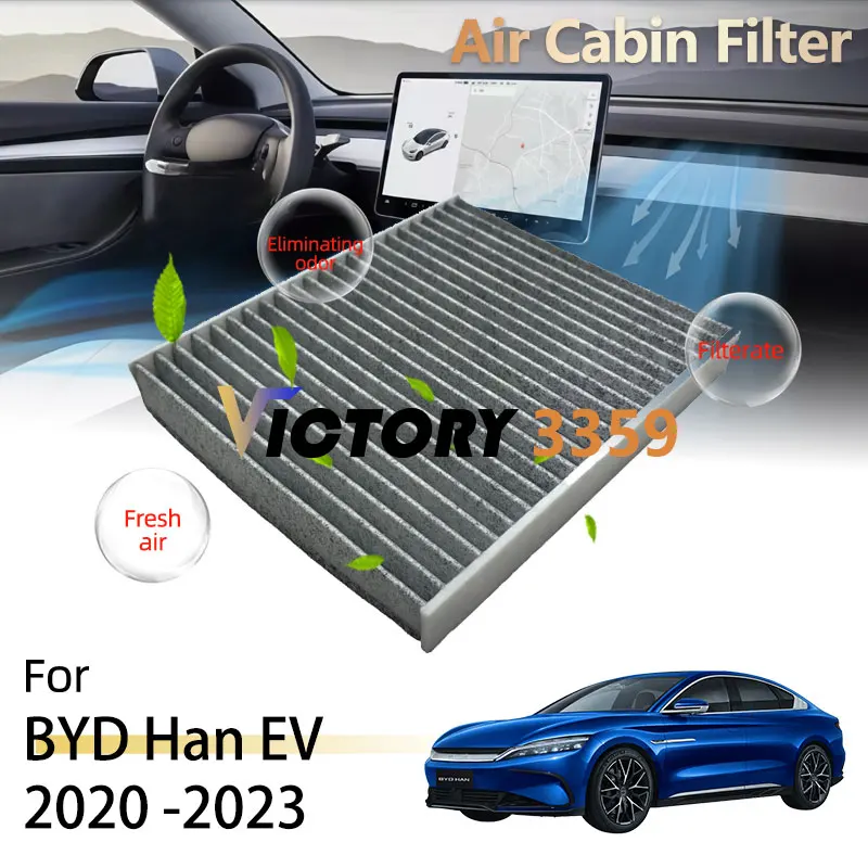 

Воздушный салонный фильтр для BYD Han EV DM DM-i DM-p GT 2020 2021 2022 2023 e9, аксессуары, активированные чистящие детали кондиционера HEPA