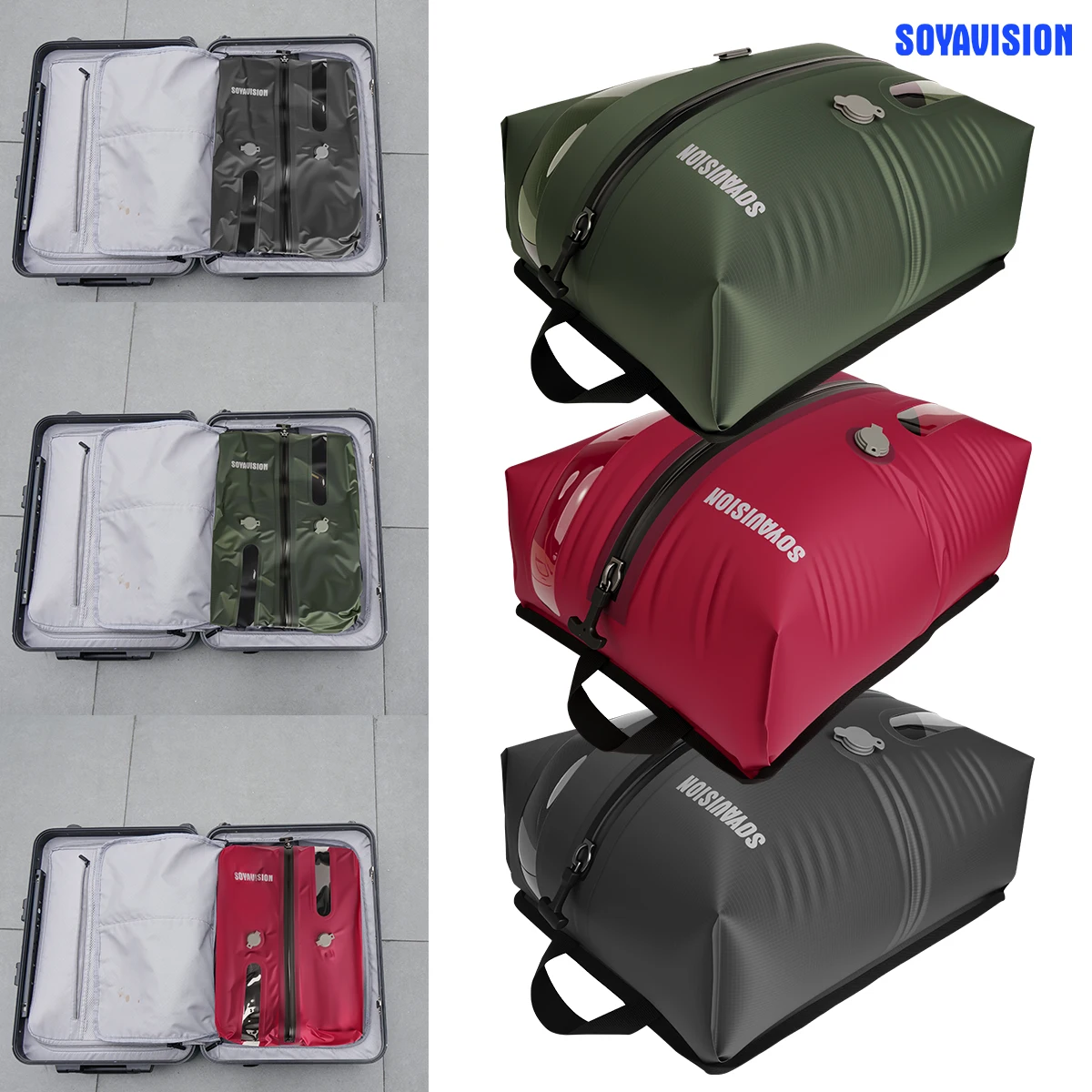 SOYAVISION 45CM Vacuum Compression Bags Save Space TPU Multipurpose Easy To Use Vacuum Travel Bag with Quick Release Valves