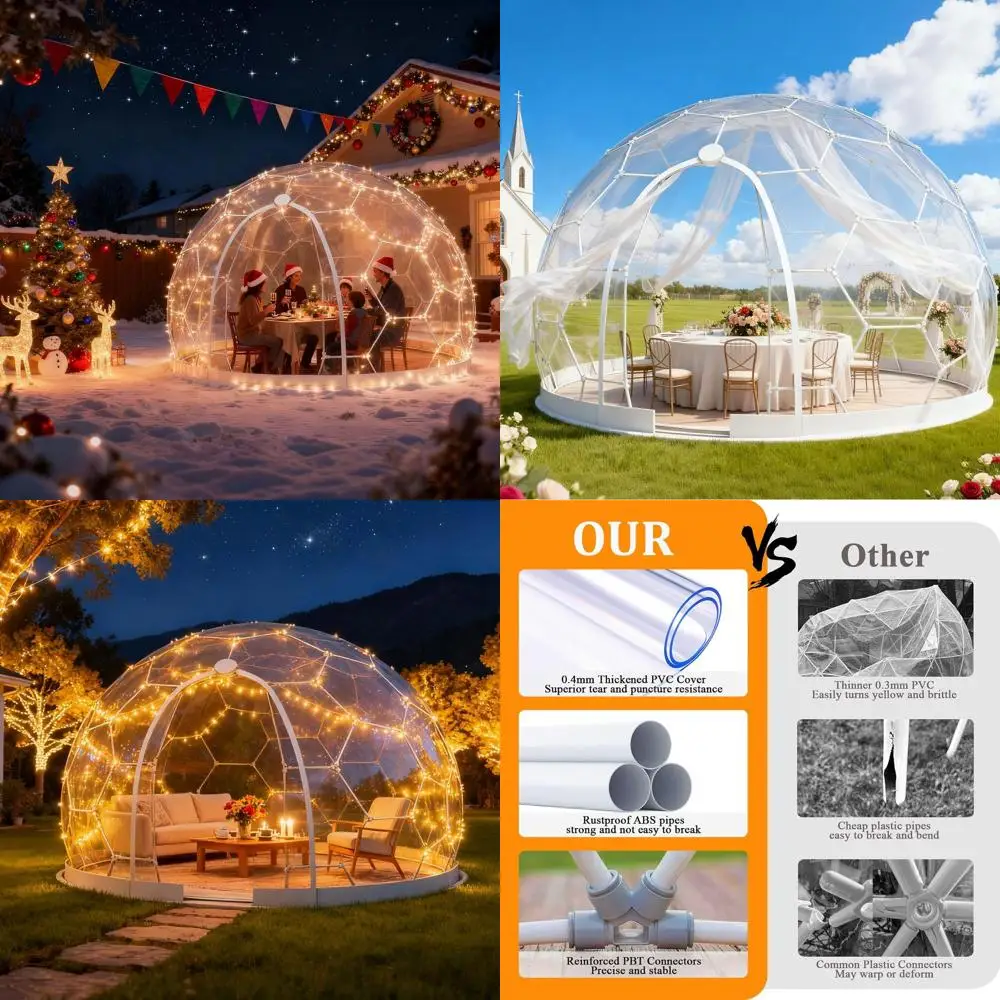 

Прозрачная уличная купольная палатка 12x7.2 фута, водонепроницаемый шатер-пузырь для 4-7 человек для кемпинга и вечеринок на заднем дворе