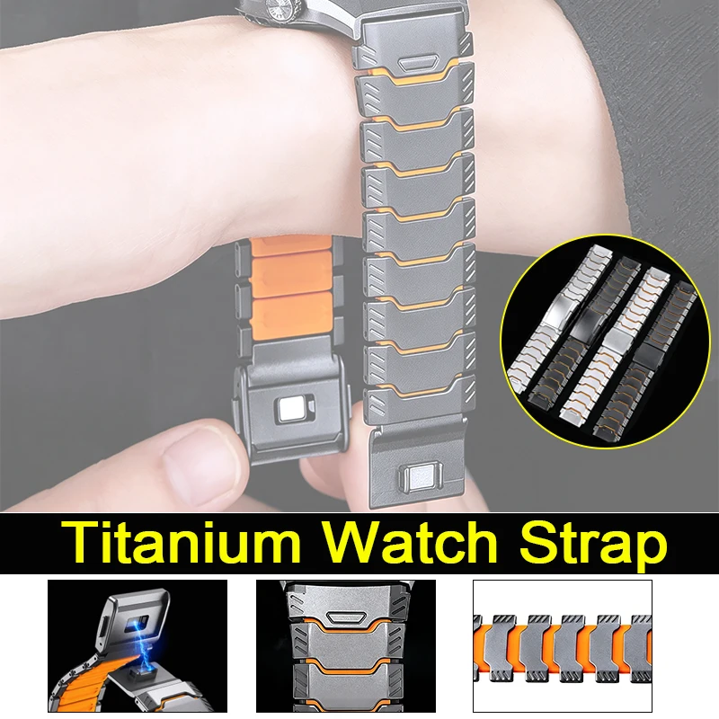 Titanium and Silicone Magnetic Bands Dual-Layer Structure Strap Compatible with Huawei GT 6/5/4 Pro /Watch/22mm Interface Series