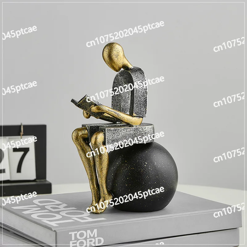 Modern Art, Simple Characters, Book Thinkers, Abstract Resin Desktop Ornaments, Living Room Porch TV Cabinet Decoration
