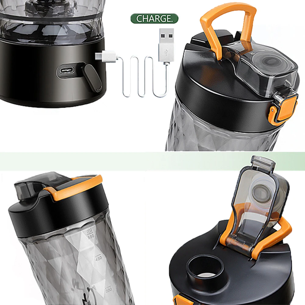 ABHI USB Portable Shaker Bottle Self Stiring Mixer for Drinks Coffee Milk Juice Protein Mixing Blender with Twist & Lock