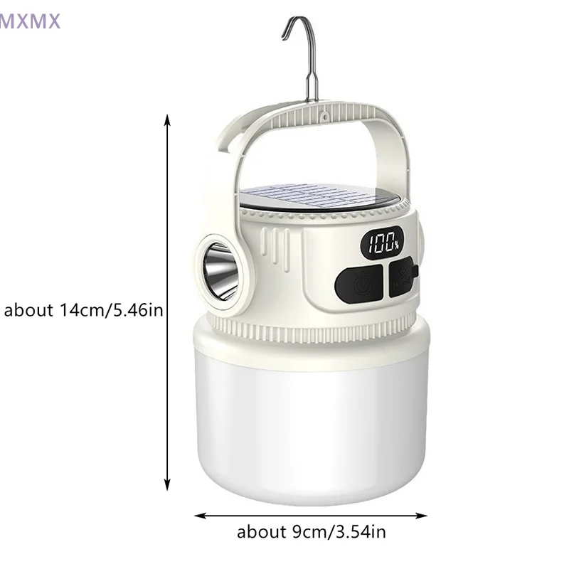 Rechargeable LED Camping Lantern Portable LED Camping Flashlight Solar Rechargeable Waterproof Outdoor Supplies