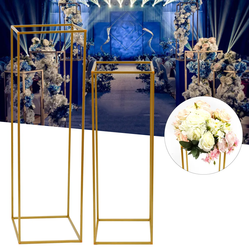 

Column Vases Gold Centerpieces for Tables Wedding Centerpieces Flower Stand Rectangular Geometric Vase for Event Party Reception