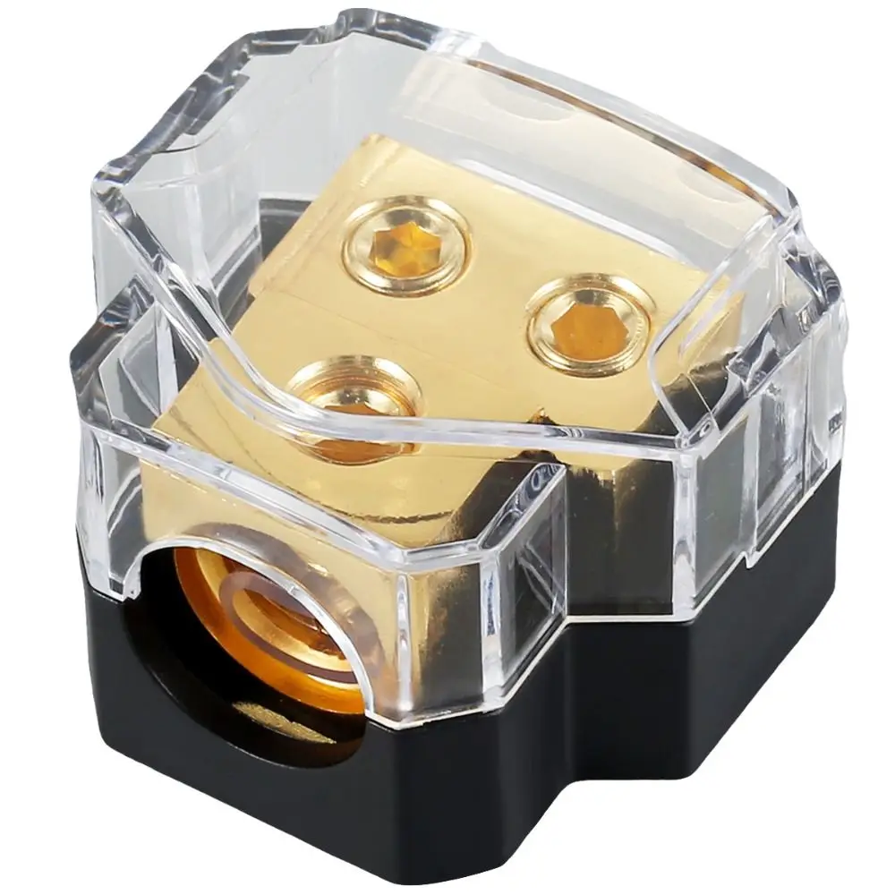Transparent Cover Ground Distribution Block 2 Way Conductive Power Distribution Block Y-Shaped Car Audio Distribution Block